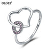 Heart Round Circle Finger Rings for Women Real 925 Sterling Silver Wedding Band Promise Ring Fine Jewelry Gifts YMR194