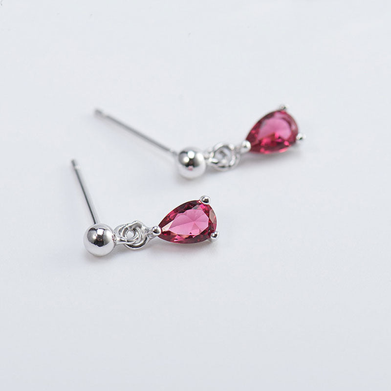 Korean Trendy Red/Yellow Water Drop Zircon Earring 100% Genuine 925 Sterling Silver Earrings For Women Fine Jewelry YME231