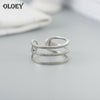 MultiLayer Open Cuff Adjustable Rings For Women Gilrs 100% Genuine 925 Sterling Silver Ladies Ring Fine Jewelry YMR405