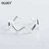 NEW 100% 925 Sterling Silver Open Ring For Women Simple Line Wave Ring Punk Trendy Party Wedding Fine Jewelry Gifts YMR484