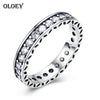 Real 925 Sterling Silver Finger Ring For Women Luxury Round Zircon Stone Rings Ladies Fine Accessories Jewelry Gift YMR044