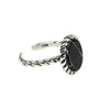 Real 925 Sterling Silver Opening Ring for Women Black & White Oval Turquoise Stone Korea Style Vintage Fine Jewelry YMR239