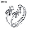 Real 925 Sterling Silver Rings Jewelry for Women Chic Double Tulip Open Ring Anelli Ladies Birthd Party Gift YMR013