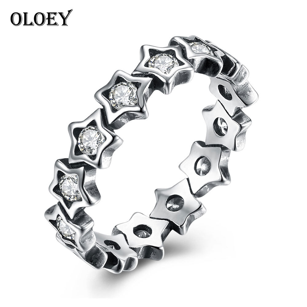 Real 925 Sterling Silver Starshine Star Finger Ring with Clear CZ Original Fine Jewelry For Women Wedding Gift YMR037