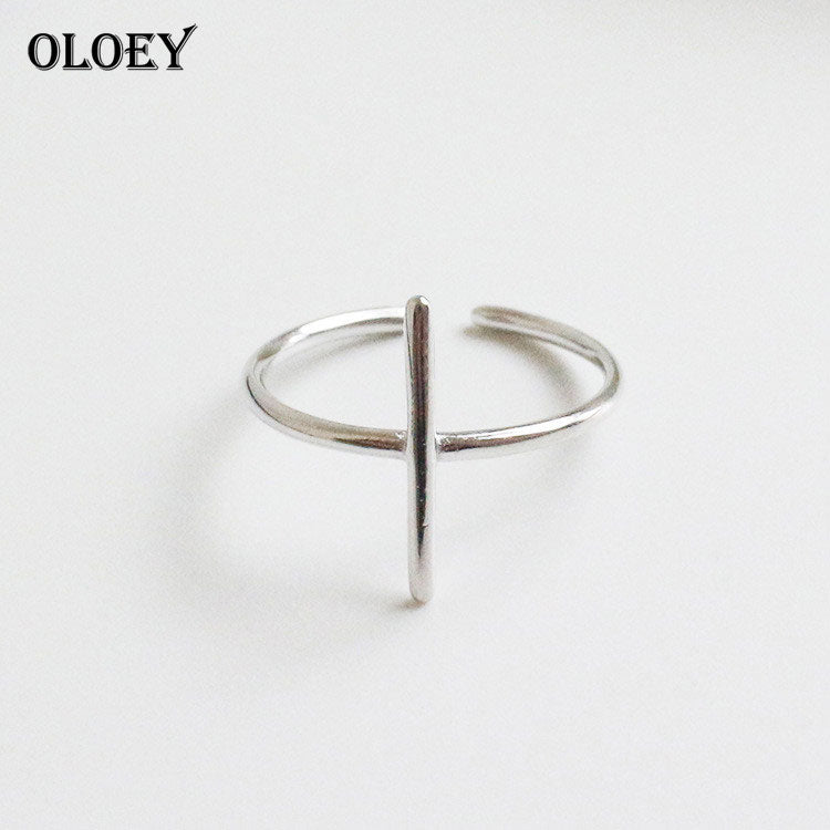 Simple Cross Shape Open Rings for Women Pure 925 Sterling Silver Finger Adjustable Ring Fine Accessories Jewelry YMR071