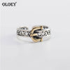 Vintage Belt Design Adjustable Ring for Women Men Solid 925 Sterling Silver Metal Open Finger Ring Trendy Jewelry YMR355