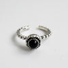Vintage Turquoise/Black Agate Finger Rings for Women Real 925 Sterling Silver Opening Adjustable Ring Fine Jewelry YMR082