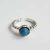 Vintage Turquoise/Black Agate Finger Rings for Women Real 925 Sterling Silver Opening Adjustable Ring Fine Jewelry YMR082
