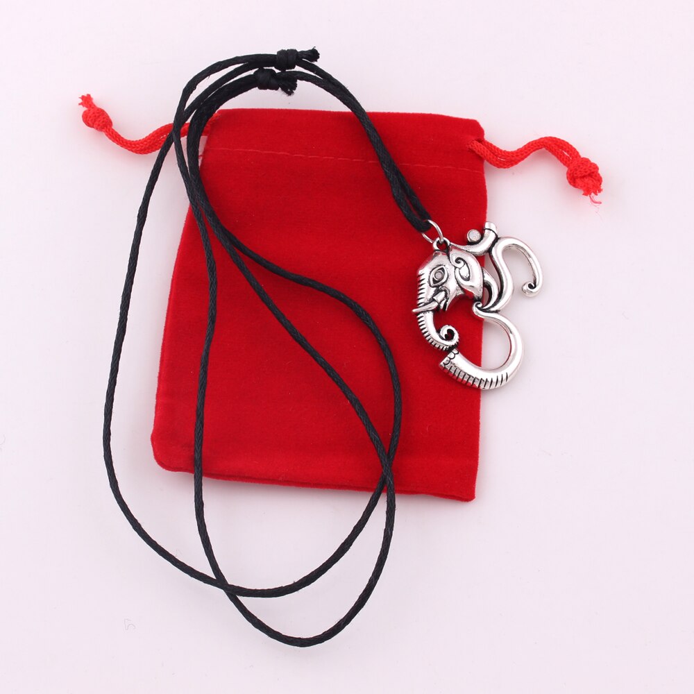OM Ganesh Pendant Aum Ganesha Removes Obstacles Crystal Animal elephant Pendant Necklace Adjustable rope chain Necklaces