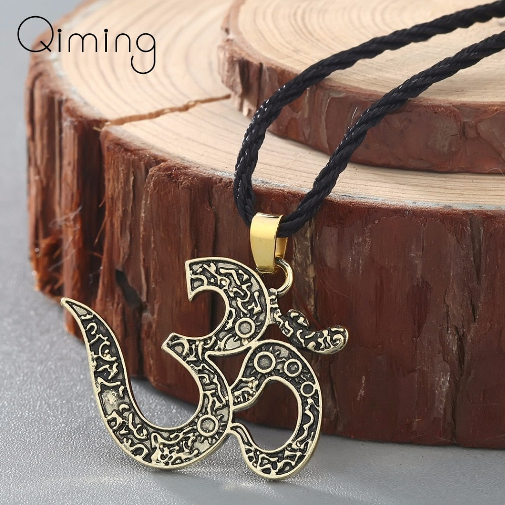OM Necklace Ohm jewelry OM Charm yoga Jewelry Women Ethnic Necklace Meditation Yoga Men Jewelry Bijoux Femme