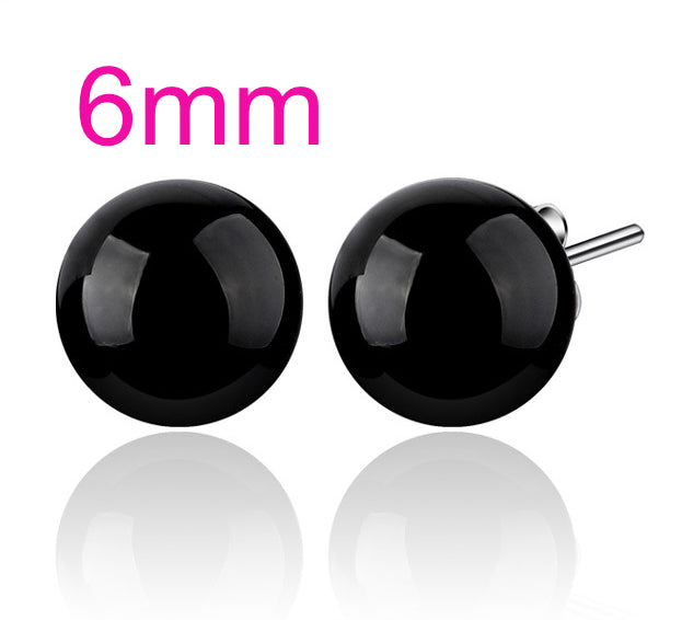 Fashion jewelry Red black blessing Good luck Vintage Agate REAL S 925 STERLING SILVER STUD EARRINGS YS83