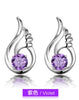 Fashion jewelry White AAA zircon drill purple amethyst Angel wings 925 Sterling Silver Stud Earrings YS62