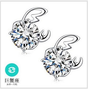 Fashion jewelry animal 12 constellation Chinese zodiac Taurus Leo REAL S925 STERLING SILVER STUD EARRINGS YS76