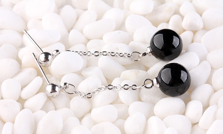 Wholesale Elegant Fashion joker star for Woman Gift Red Black Agate 925 Sterling Silver Long Tassel Stud Earrings YS247