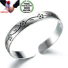 Wholesale Ethnic Retro Woman Child Gift Plum Flower 999 Sterling Silver Thai Silver Bracelet Bangle Open Adjustable SZ78