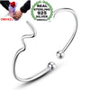 Wholesale Fashion Cute Woman Child Gift Tone Waves Heartbeat ECG 925 Sterling Silver Bracelet Bangle Open Adjustable SZ70