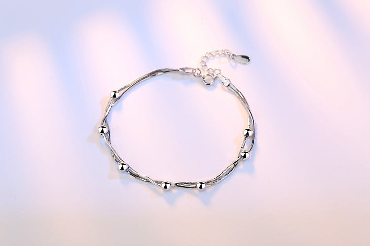 Wholesale Fashion Sweet Lovely Woman Couple Girl Party Gift Beads Cube Pentagram 925 Sterling Silver Bracelet Bangle SZ92