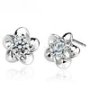 Wholesale Fashion jewelry crystal five leaves flowers White AAA zircon Amethyst 925 sterling silver Stud earrings YS02