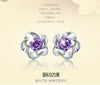 Wholesale Fashion jewelry crystal five leaves flowers White AAA zircon Amethyst 925 sterling silver Stud earrings YS02