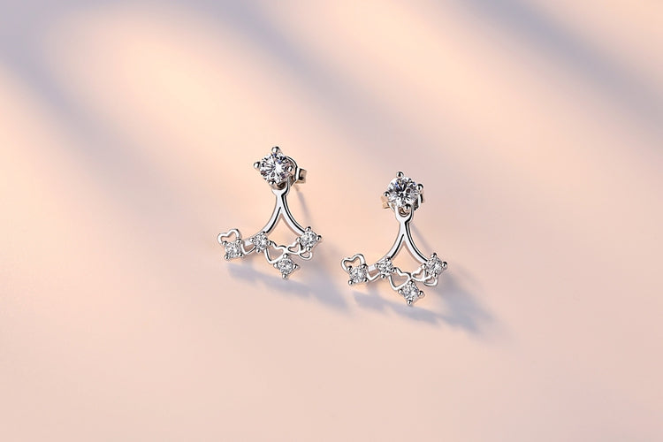 Wholesale Fashion joker Temperament Woman Wedding Bride Gift Heart Zircon Pearl 925 Sterling Silver Stud Earrings YS284