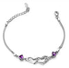 Wholesale Fashion joker present AAA Zircon Amethyst 925 Sterling Silver purple Gift Heart Women Bracelets Bangles SZ42