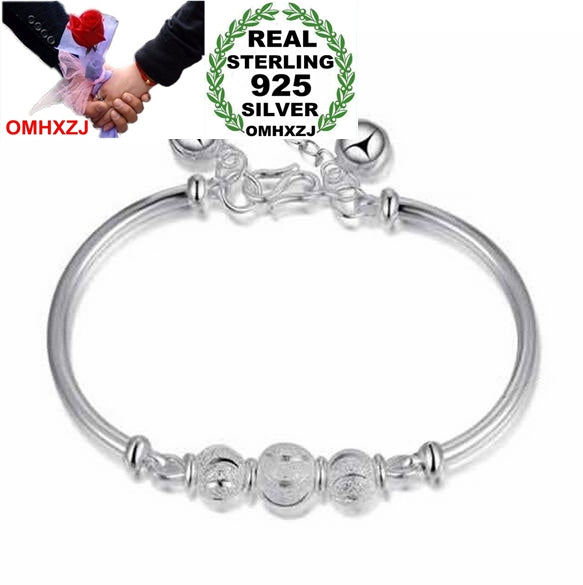 Wholesale Fashion joker present High Quality 925 Sterling Silver Luck Scrub Beads Bells Gift Women Bracelets Bangles SZ35