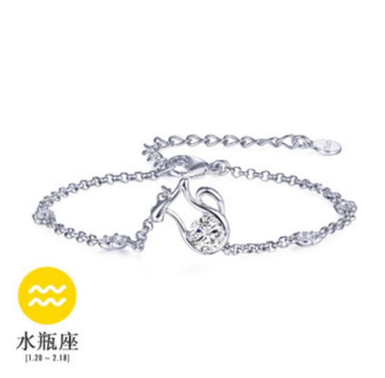 Wholesale Fashion present High Quality AAA Zircon 925 Sterling Silver 12 Constellation Gift Women Bracelets Bangles SZ27