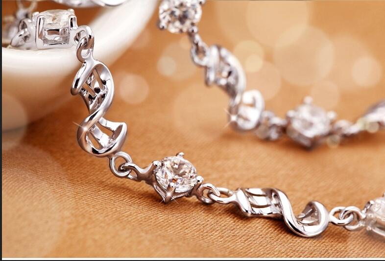 Wholesale Fashion present High Quality AAA Zircon Amethyst 925 Sterling Silver Gift Women Red bean Bracelets Bangles SZ38