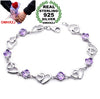 Wholesale Fashion present High Quality Amethyst 925 Sterling Silver purple Gift Double heart Women Bracelets Bangles SZ41