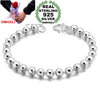 Wholesale Fashion present High Quality Glossy bead 925 Sterling Silver Exquisite Gift Women man Bracelets Bangles SZ47