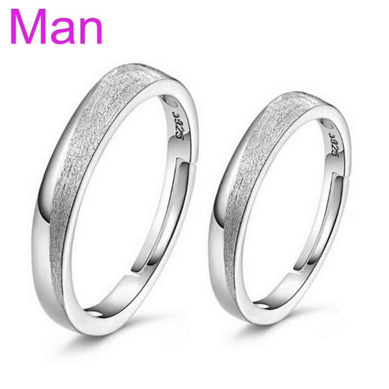 Wholesale Fashion star Simple Pull Sand Lovers Couple 925 Sterling Silver open adjust female for Woman Man Ring Gift RG32