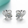 Wholesale Heart Sweet Fashion Wild For Woman Girl Wedding Gift Butterfly Zircon 925 Sterling Silver Stud Earrings YS349