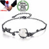 Wholesale High Quality Fashion Vintage Wild Woman Girl Party Gift Black Plum White Jade 925 Sterling Silver Bracelet SZ96