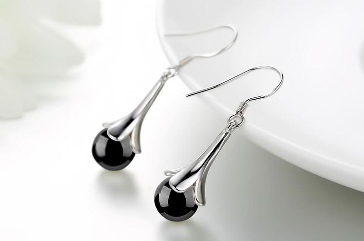 Wholesale Jewelry Geometric Simple Fashion joker star for Woman Gift Agate Flower 925 Sterling Silver drop Earrings YS201