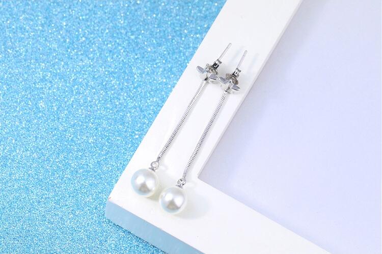 Wholesale Jewelry Simple Fashion for Woman Gift Star Drill Ball Pearl 925 Sterling Silver Long Tassel Stud Earrings YS245