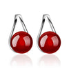 Wholesale Jewelry Simple Fashion joker Creative Woman Bride Gift Red Black Agate 925 Sterling Silver Stud Earrings YS308