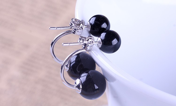 Wholesale Jewelry Simple Sweet Fashion for Woman Gift 8mm Red Black Natural Agate 925 Sterling Silver Stud Earrings YS295