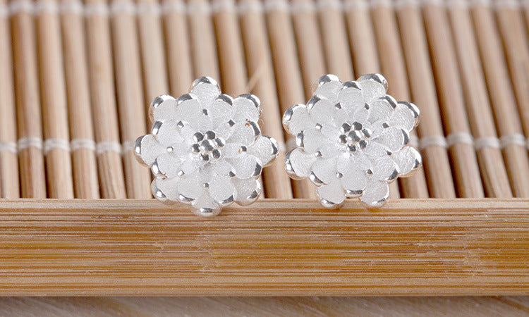 Wholesale Jewelry Sweet Elegant Fashion for Woman Wedding gift Small Fresh Lotus 925 Sterling Silver Stud Earrings YS294