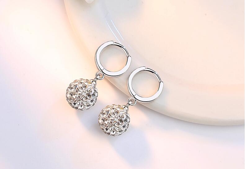 Wholesale Jewelry fashion for Woman gift Zircon agate Pearl Beads 925 Sterling Silver buckle Hoop Earrings YS181