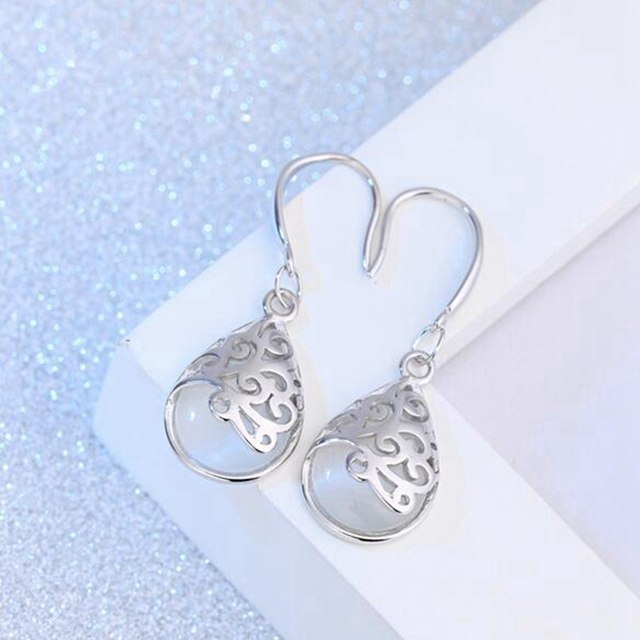 Wholesale Jewelry fashion joker star for Woman gift Fine Totem Wishing po opals 925 Sterling Silver drop Earrings YS208