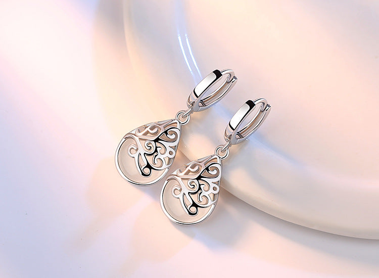 Wholesale Jewelry fashion star for Woman gifts Fine totem opal 925 Sterling Silver buckle Hoop Earrings YS177