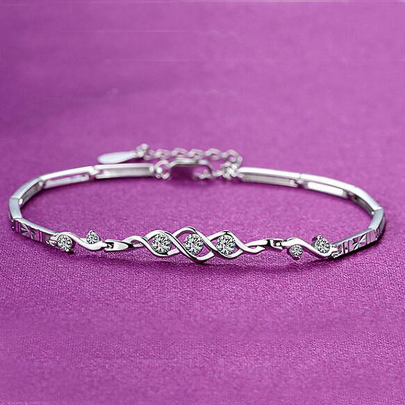 Wholesale Romantic Fashion For Woman Girl Party Gift Angels Heart White Purple 925 Sterling Silver Bracelet Bangle SZ84