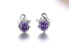 Wholesale Romantic Fashion Woman Wedding Gift White Purple Love Flower Zircon 925 Sterling Silver Stud Earrings YS354