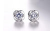 Wholesale Romantic Fashion Woman Wedding Gift White Purple Lucky Flower Zircon 925 Sterling Silver Stud Earrings YS364