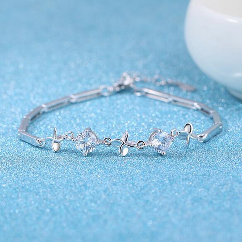 Wholesale Romantic Fashion Sweet For Woman Girl Party Gift White Purple Jasmine 925 Sterling Silver Bracelet Bangle SZ100