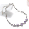 Wholesale Romantic Fashion Woman Couple Girlfriends Party Gift Love Heart White Purple 925 Sterling Silver Bracelet SZ89