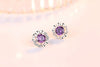 Wholesale Romantic Fashion Woman Girl Wedding White Purple Peach Blossom Zircon 925 Sterling Silver Stud Earrings YS431