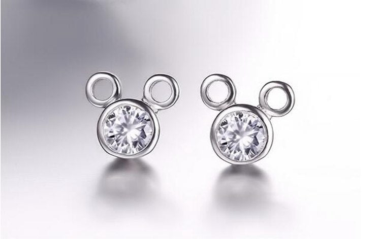 Wholesale Romantic Fashion joker Woman Girl Gift White Purple Zircon Cartoon Rat 925 Sterling Silver Stud Earrings YS332