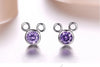 Wholesale Romantic Fashion joker Woman Girl Gift White Purple Zircon Cartoon Rat 925 Sterling Silver Stud Earrings YS332