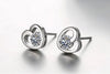 Wholesale Romantic Sweet Fashion Woman Girl Wedding White Purple Heart Zircon 925 Sterling Silver Stud Earrings YS392